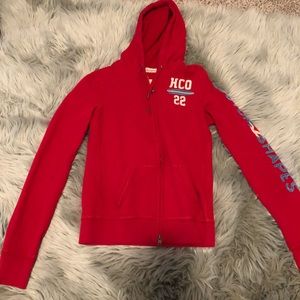 Red  Hollister full zip hoodie